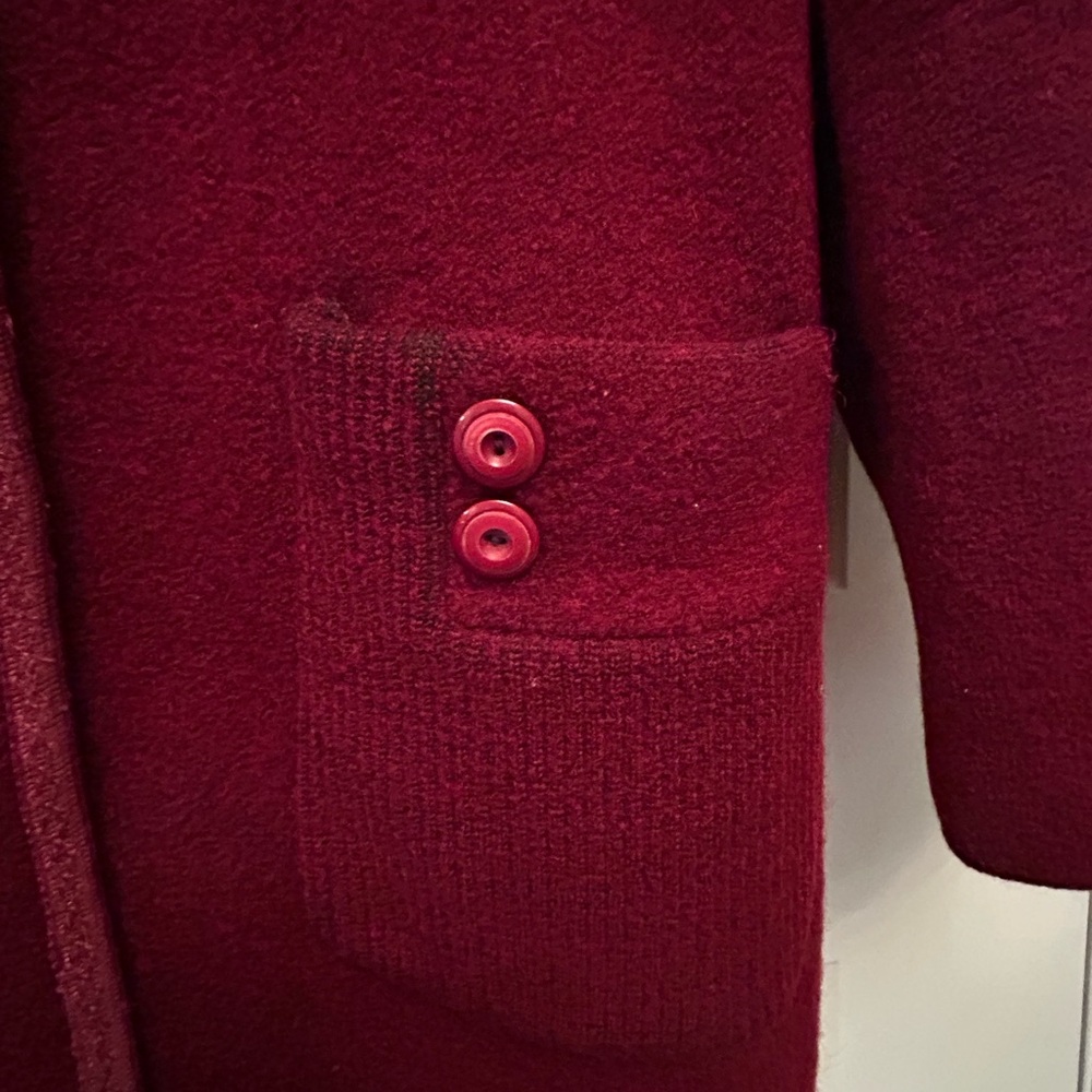 Vintage wool coat cranberry red size 2/4. Shawl neck, retro buttons,big pockets - Picture 10 of 16